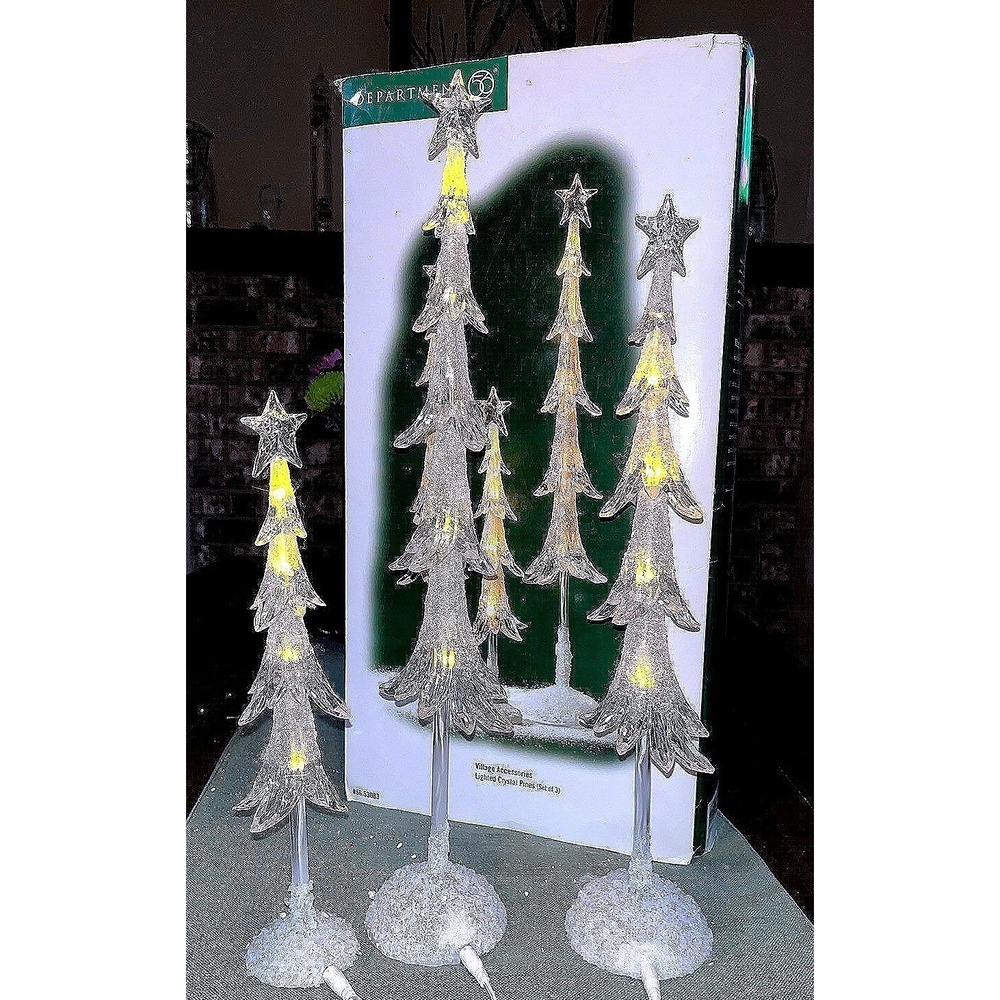 Lighted Crystal Pines Department 56 ~Set of 3 Trees #56.53083~Works